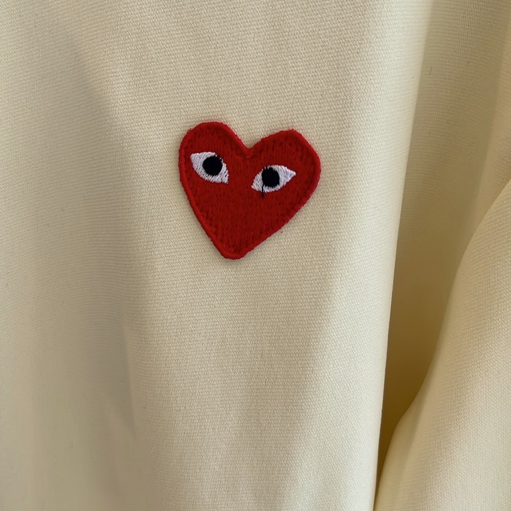 Comme des Garcons PLAY Cream Sweater with Red Heart Patch